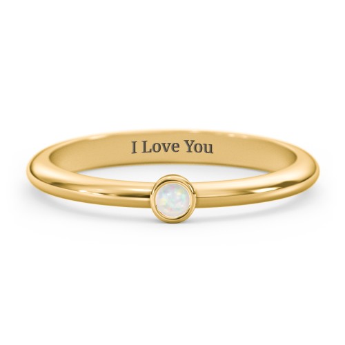 Classic Bezel Set Ring – 18K Gold Plated Silver with Opal