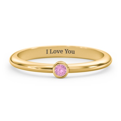 Classic Bezel Set Ring – 18K Gold Plated Silver with Pink Sapphire