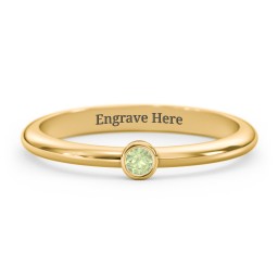 Classic Bezel Set Ring in 18K Gold Plated Silver with Peridot