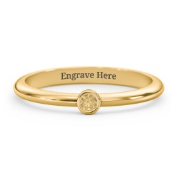 Classic Bezel Set Ring in 18K Gold Plated Silver with Citrine