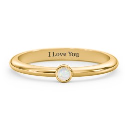 Classic Bezel Set Ring in 18K Gold Plated Silver with Opal