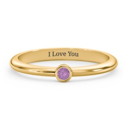 Classic Bezel Set Ring in 18K Gold Plated Silver with Amethyst