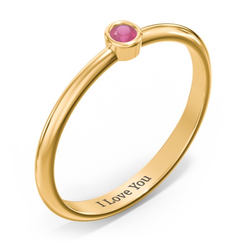 Classic Bezel Set Ring – 18K Gold Plated Silver with Ruby