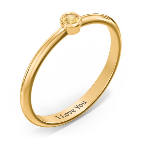 Classic Bezel Set Ring – 18K Gold Plated Silver with Citrine