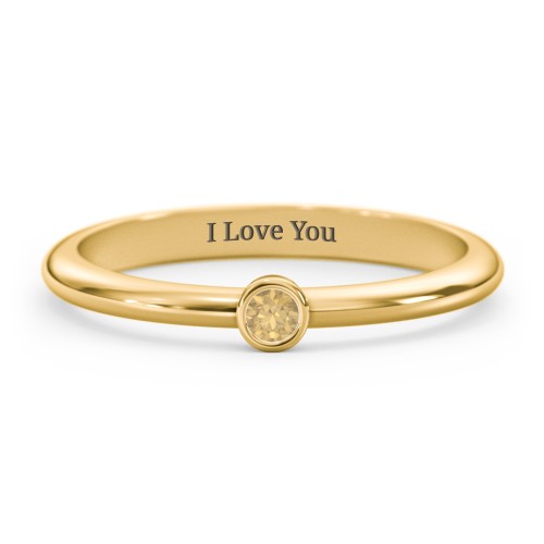 Classic Bezel Set Ring – 18K Gold Plated Silver with Citrine