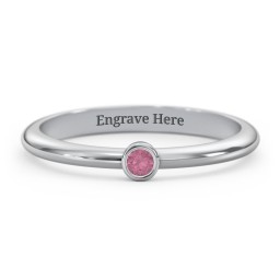 Classic Bezel Set Ring in 925 Sterling Silver with Pink Tourmaline