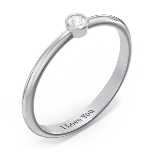 Classic Bezel Set Ring – Sterling Silver with Aquamarine