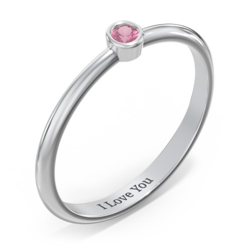 Classic Bezel Set Ring – Sterling Silver with Pink Tourmaline