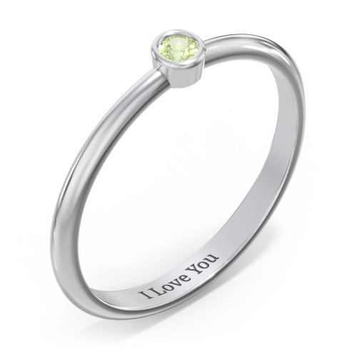 Classic Bezel Set Ring – Sterling Silver with Peridot