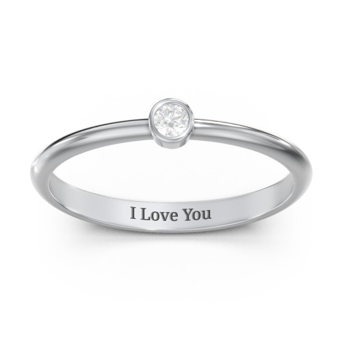 Classic Bezel Set Ring – Sterling Silver with Diamond