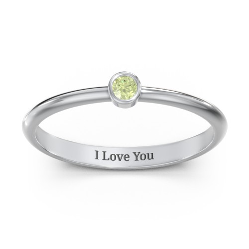 Classic Bezel Set Ring – Sterling Silver with Peridot