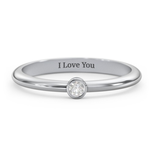 Classic Bezel Set Ring – Sterling Silver with Diamond