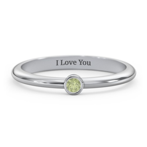 Classic Bezel Set Ring – Sterling Silver with Peridot