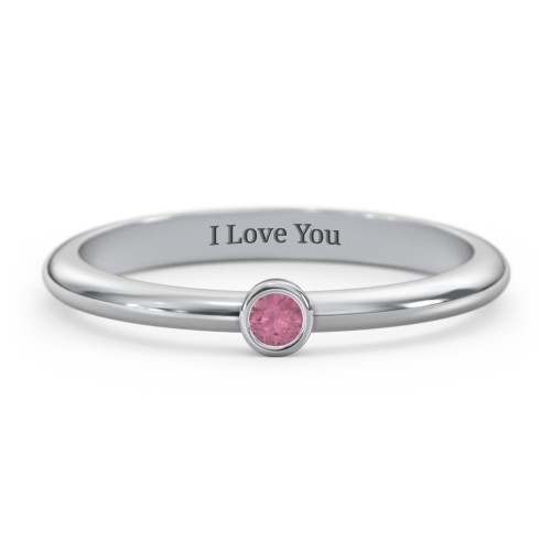 Classic Bezel Set Ring – Sterling Silver with Pink Tourmaline