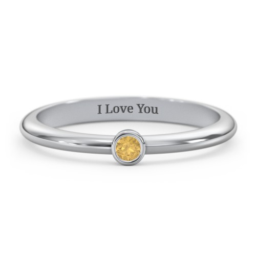 Classic Bezel Set Ring – Sterling Silver with Citrine