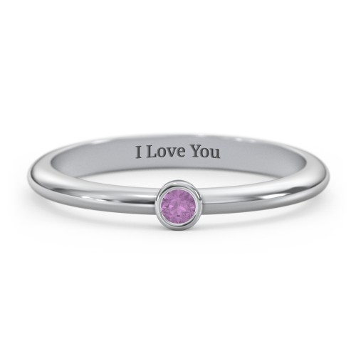 Classic Bezel Set Ring – Sterling Silver with Amethyst