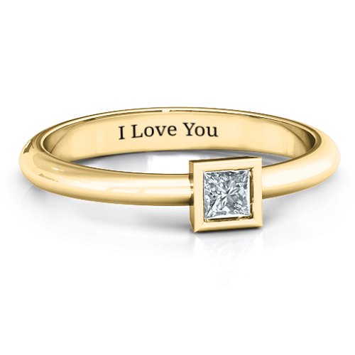 Ovation Classic Princess Setting Ring – 10K Yellow Gold with Cubic Zirconia