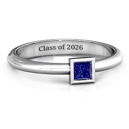 Ovation Classic Princess Setting Ring in 925 Sterling Silver with Blue Sapphire