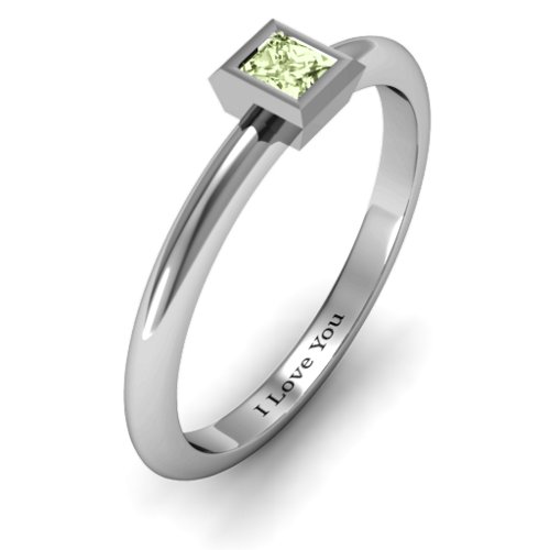 Ovation Classic Princess Setting Ring – Sterling Silver with Peridot