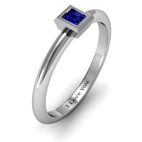 Ovation Classic Princess Setting Ring – Sterling Silver with Blue Sapphire