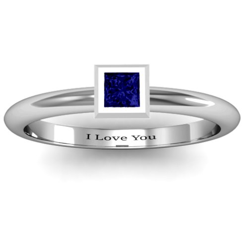 Ovation Classic Princess Setting Ring – Sterling Silver with Blue Sapphire