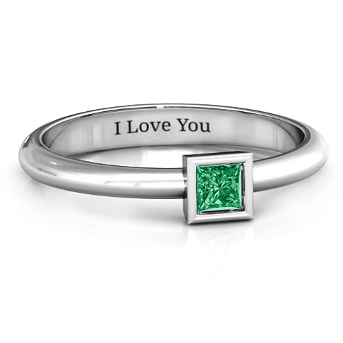 Ovation Classic Princess Setting Ring – Sterling Silver with Emerald