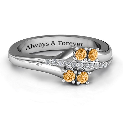 Four Stone Ring with Accents