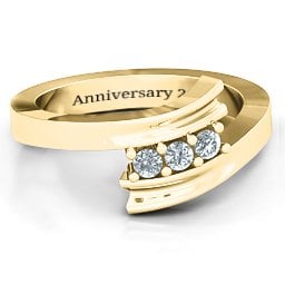 Three Stone Ridged Bypass Ring