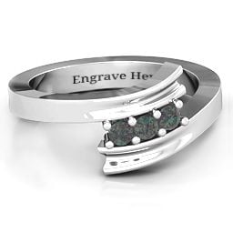 Three Stone Ridged Bypass Ring