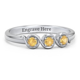 Triple Wave Ring in 925 Sterling Silver with Citrine
