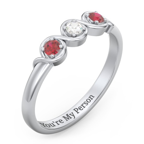 Triple Wave Ring – Sterling Silver with Garnet and Cubic Zirconia