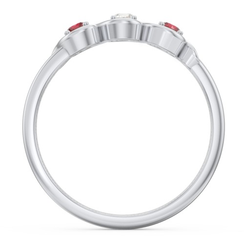 Triple Wave Ring – Sterling Silver with Garnet and Cubic Zirconia