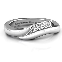 Three Stone Single Bypass Ring