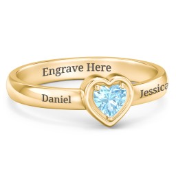 Heart in a Heart Ring in 18K Gold Plated Silver with Blue Topaz