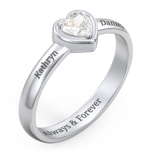 Heart in a Heart Ring – Sterling Silver with Cubic Zirconia
