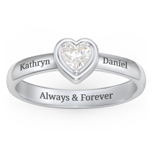 Heart in a Heart Ring – Sterling Silver with Cubic Zirconia