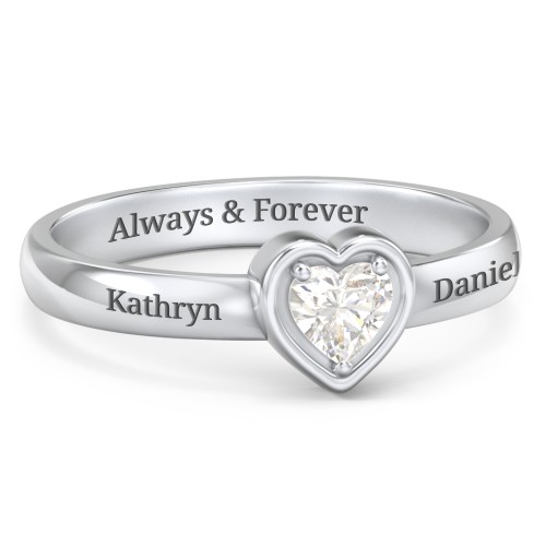 Heart in a Heart Ring – Sterling Silver with Cubic Zirconia