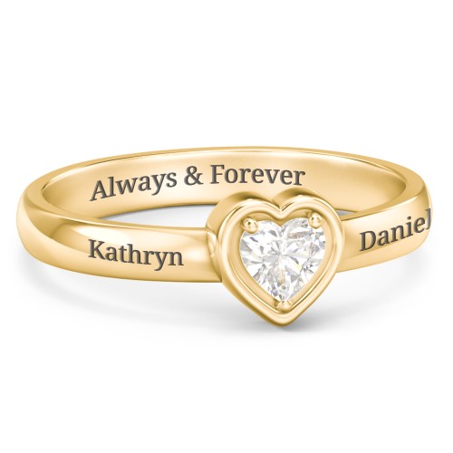 Heart in a Heart Ring – 18K Gold Plated Silver with Cubic Zirconia