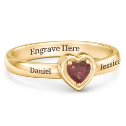 Heart in a Heart Ring in 18K Gold Plated Silver with Garnet