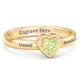 Heart in a Heart Ring in 18K Gold Plated Silver with Peridot