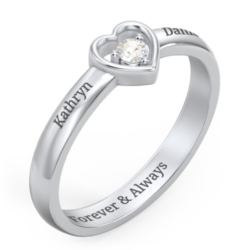 Solitaire Heart Ring – Sterling Silver with Cubic Zirconia