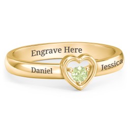 Solitaire Heart Ring in 18K Gold Plated Silver with Peridot