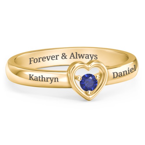 Solitaire Heart Ring – 18K Gold Plated Silver with Blue Sapphire