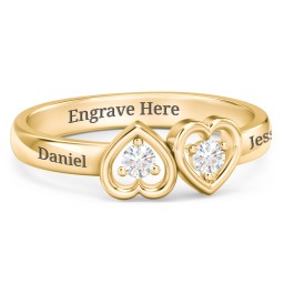 Inverted Kissing Hearts Ring