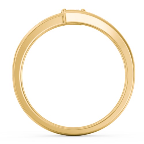 Double Line Bypass Ring – 14K Yellow Gold with Cubic Zirconia