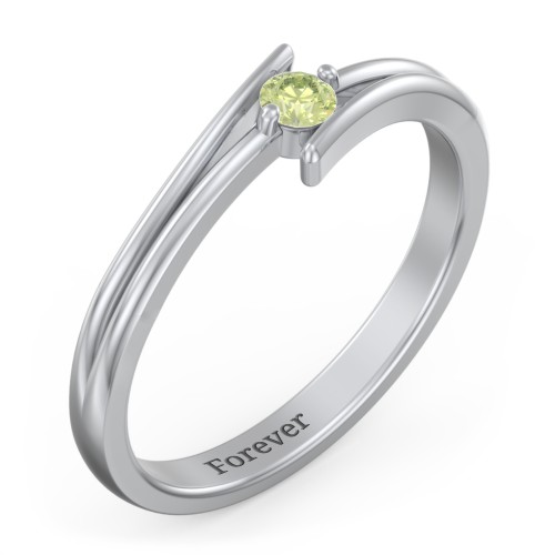 Double Line Bypass Ring – Sterling Silver with Peridot