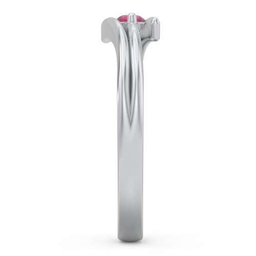 Double Line Bypass Ring – Sterling Silver with Ruby