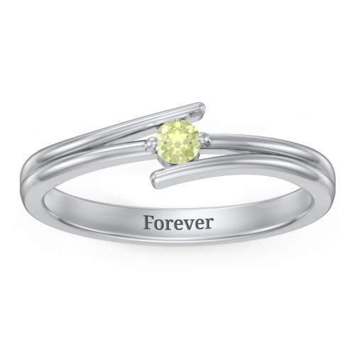 Double Line Bypass Ring – Sterling Silver with Peridot