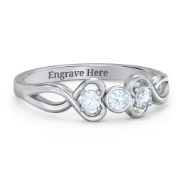 Twin Hearts with Centre Bezel Ring