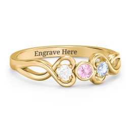 Twin Hearts with Centre Bezel Ring